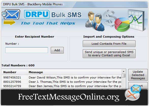 Text Message Software for Blackberry screenshot