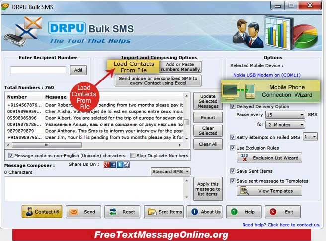 GSM Mobile Phone Text Messaging software