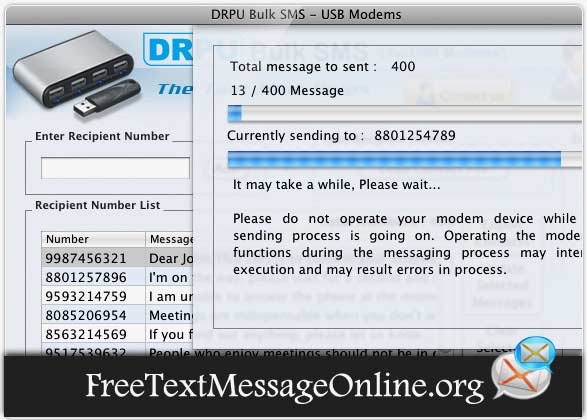 Screenshot of Mac Bulk Text SMS Modem