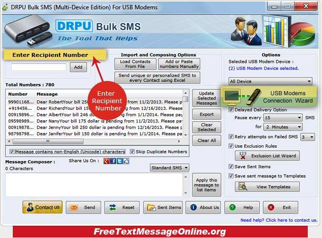 USB Modem Text Message Software screenshot