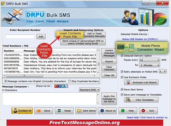 Text Message Software for GSM Mobile Phones