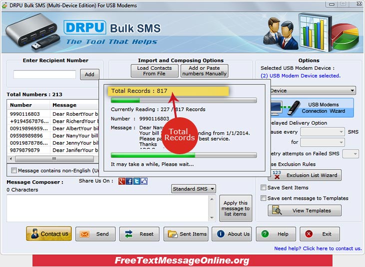 Text Message Software for USB Modems